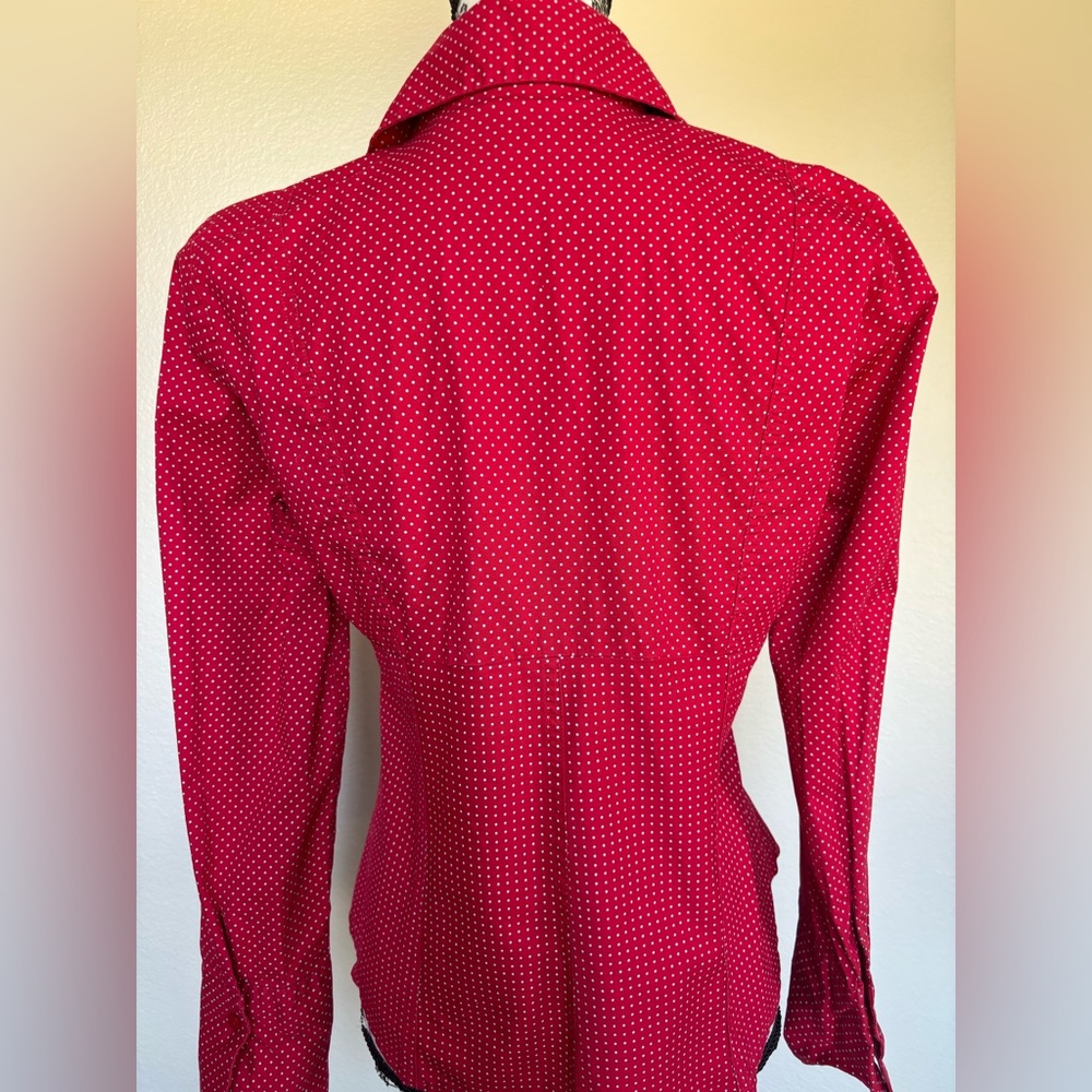Cato Red Button Down Shirt with gray Dots - Picture 9 of 13
